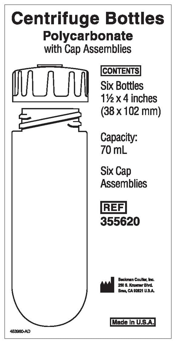 355620-70 mL Polycarbonate Bottle with Cap Assembly, 38 x 102mm - 6Pk_1